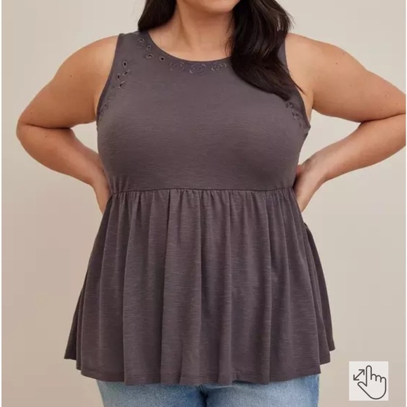 Torrid Gray Sleeveless Relaxed Tank Top - Picture 2 of 8